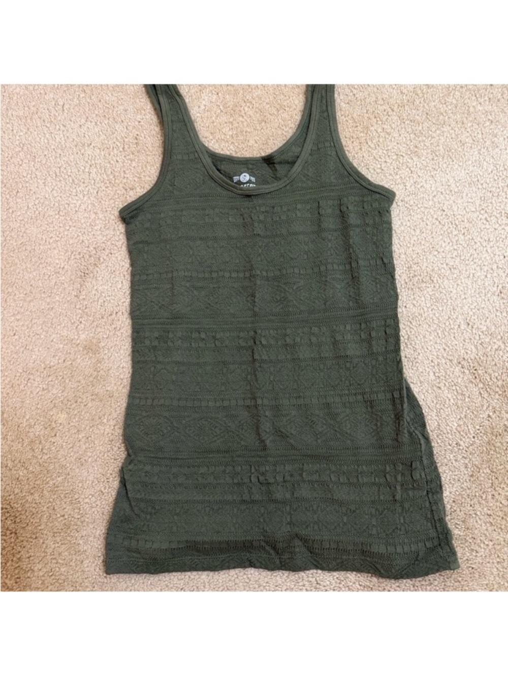 SO Olive Green Textured Knit Tank Top